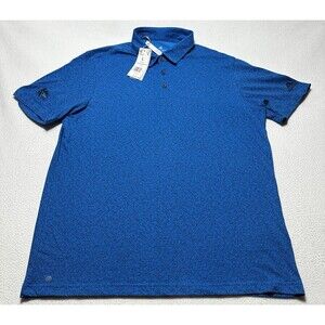 Adidas Golf Polo Golf Shirt Mens Large Blue Abstract Loud Performance NWT LOGO
